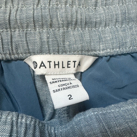 Athleta Retreat 100% Linen Joggers in Light Blue - Picture 4 of 10